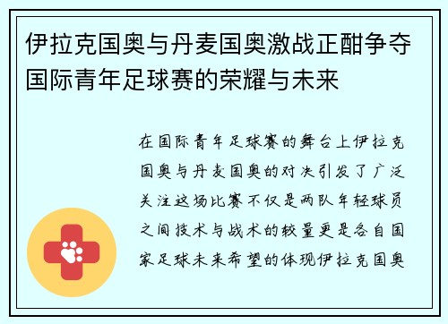 伊拉克国奥与丹麦国奥激战正酣争夺国际青年足球赛的荣耀与未来